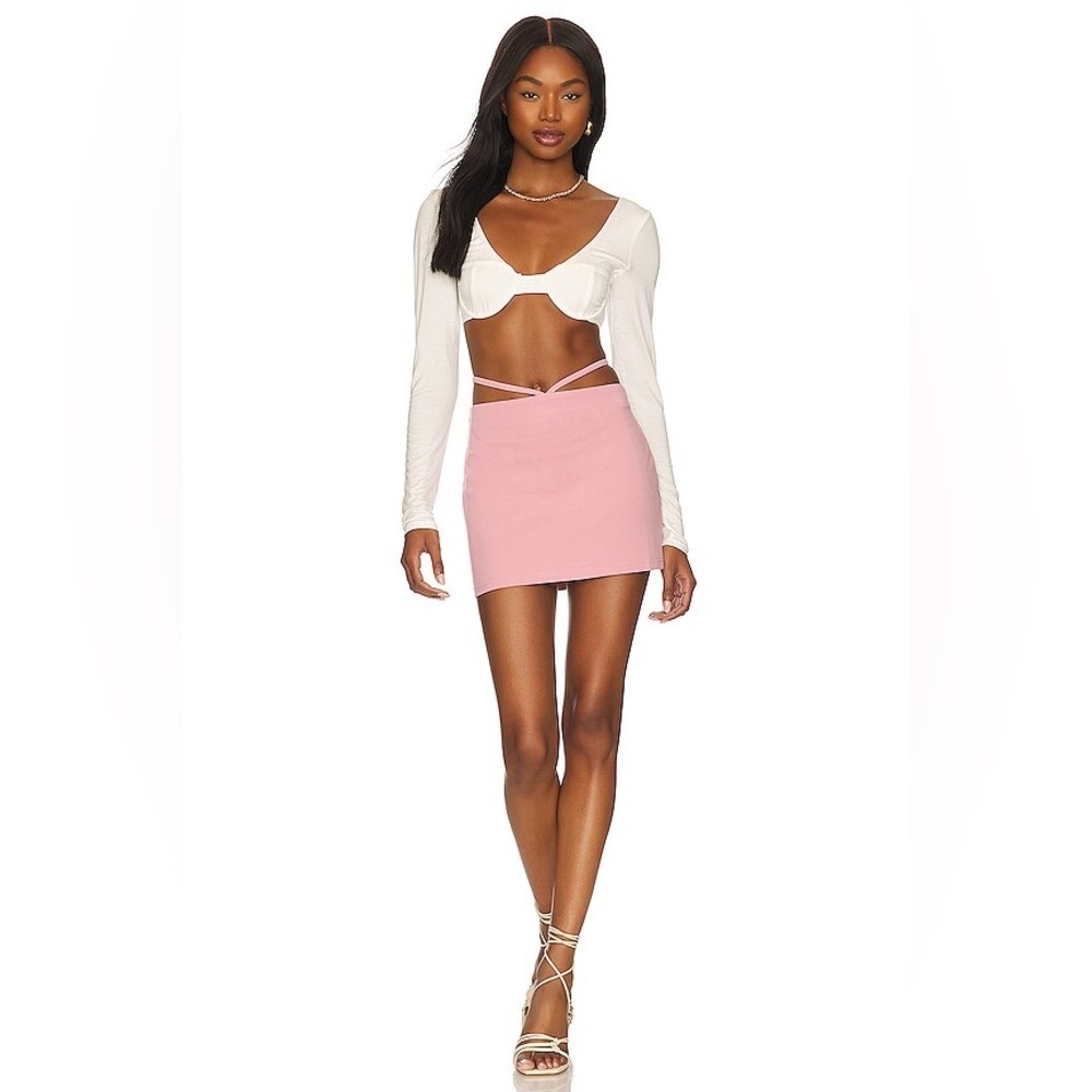 Superdown Pink Bodycon Mini Skirt with Waist Strap Detail – Size M NWT